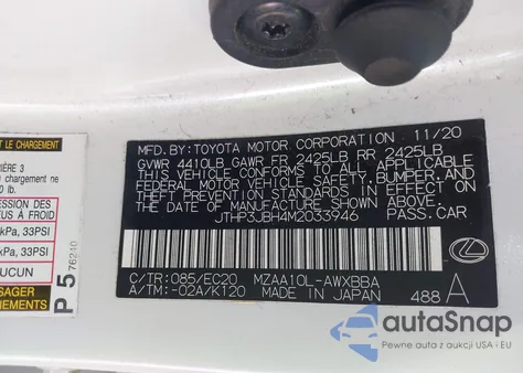 2021 Lexus Ux 200 from USA, damaged, VIN JTHP3JBH4M2033946